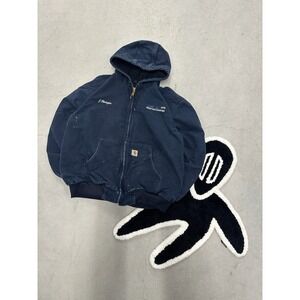 Carhartt‎ Workwear Jacket Navy Blue Zip Up Embroidered 2XL